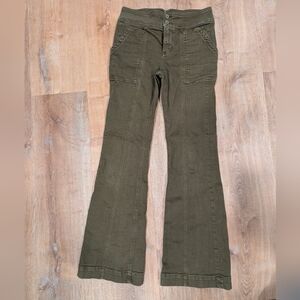 Pilcro & The Letterman By Anthropologie Olive Green High Rise Flare Pants 26